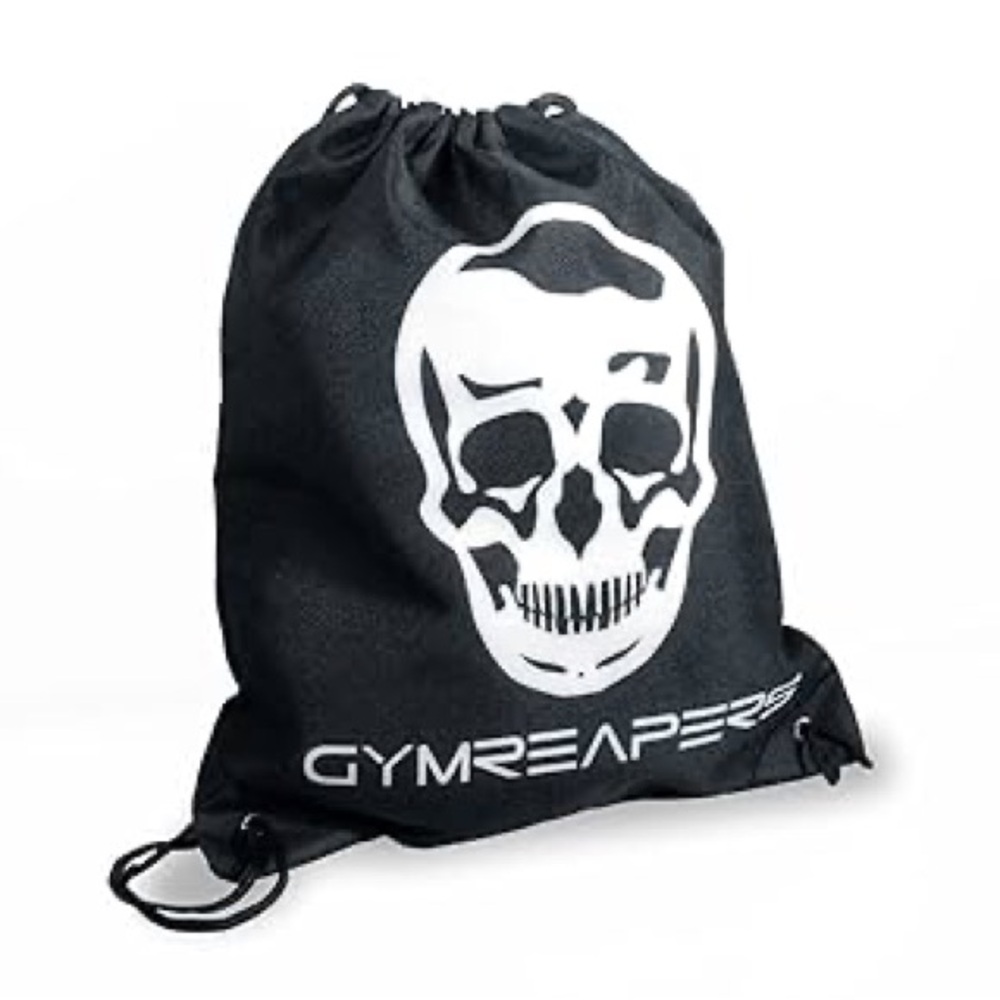 Gymreapers Black Skull Drawstring Backpack